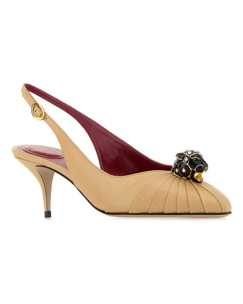 Valentino Garavani Women's Beige Leather Panthea Pumps Deserto Scarpe Con Tacco Beige