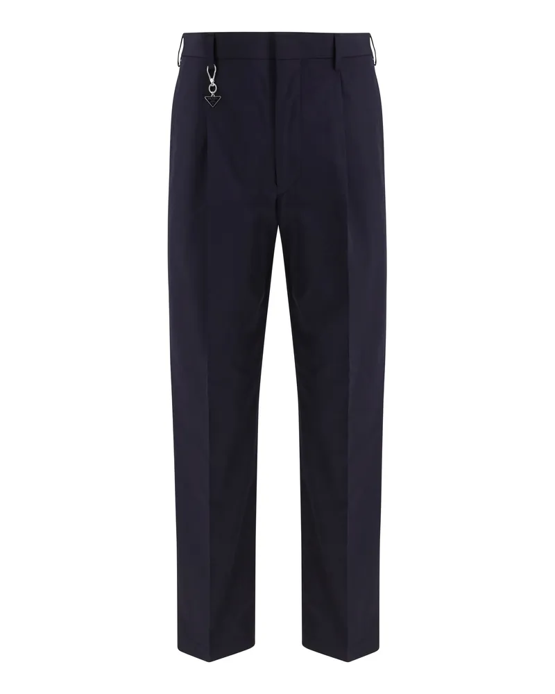 Prada Tailored Cotton Poplin Trousers — Blue Blue