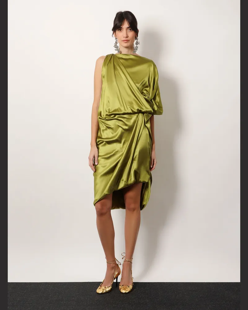 Dries van Noten Women's Silk Dress Dalant Green Green