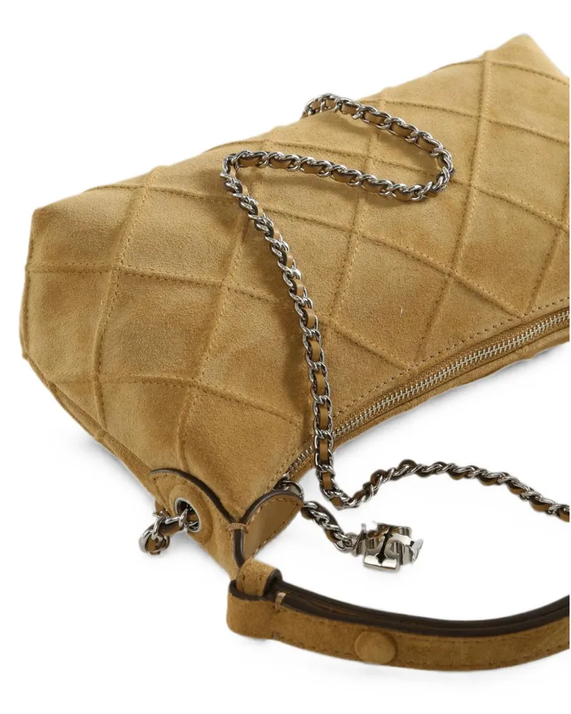 Tory Burch Quilted Suede Shoulder Bag — Brown Brown