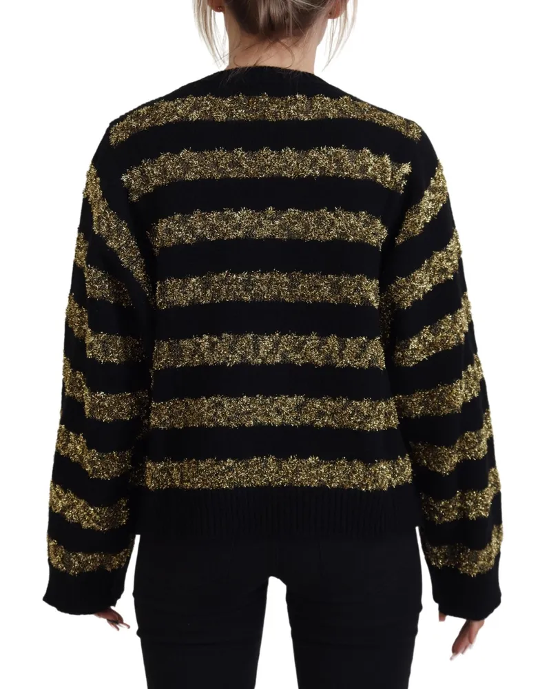 Dolce & Gabbana Women Black Gold D&g Crystal Cashmere Sweater Clothing Black