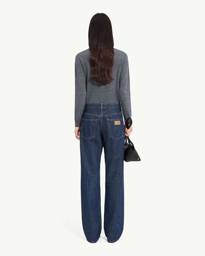 Maison Margiela Ripped Wide-Leg Jeans — Blue Blue