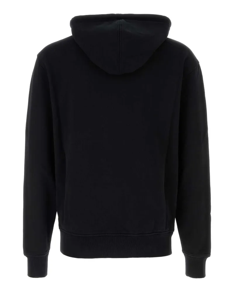 AMI Paris Logo-Embroidered Cotton Hoodie — Black Black