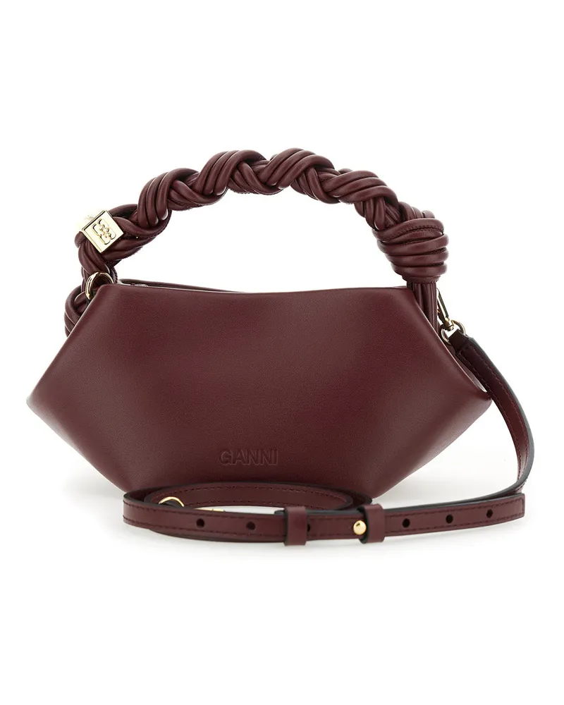 Ganni Women's Handbag Bou Mini Bordeaux Leather Red Recycled Handbags Hand Bags Burgundy