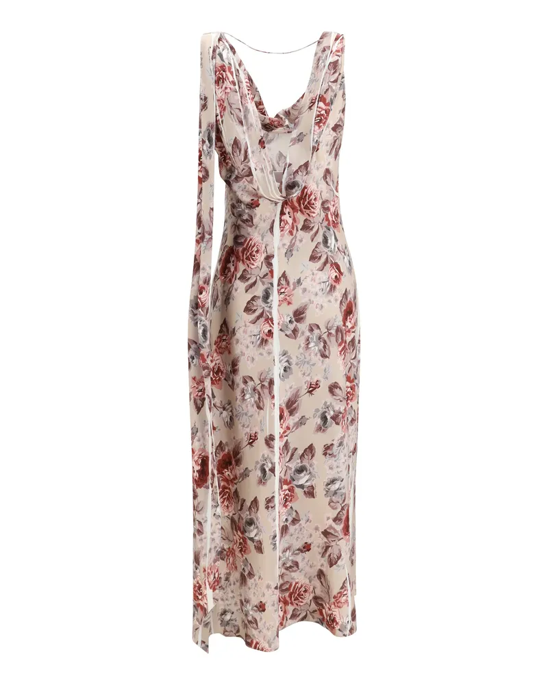Acne Studios Women's Dress Floral-Print Multi Beige Viscose Beige
