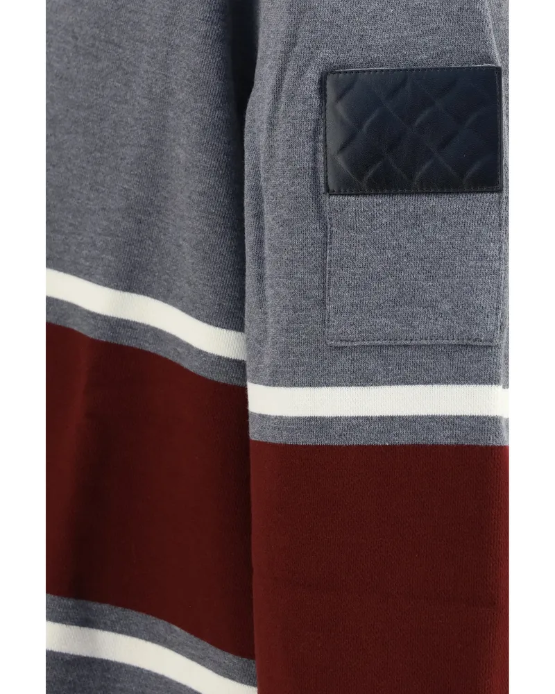 Bottega Veneta Striped Oversized Cotton Polo Shirt — Gray Gray