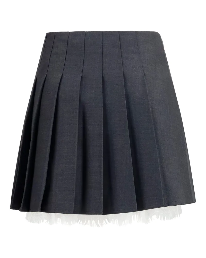 Self-Portrait Women's Pleated Mini Skirt Grey Polyamide; Wool Ovis Aries Gray