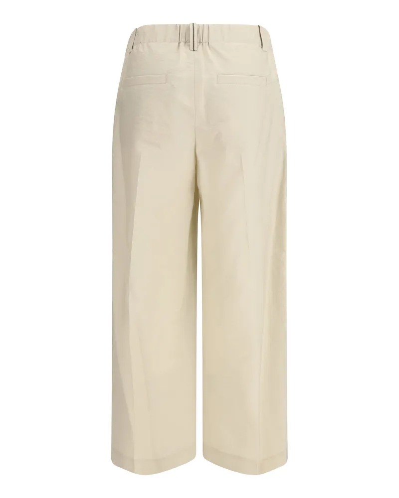 Brunello Cucinelli Cotton-Blend Trousers — Beige Beige