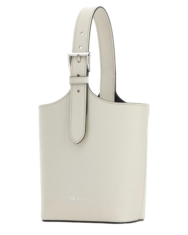 Prada Women's White Leather Shoulder Bag Talco-Nero Borse A Mano Talco/nero White
