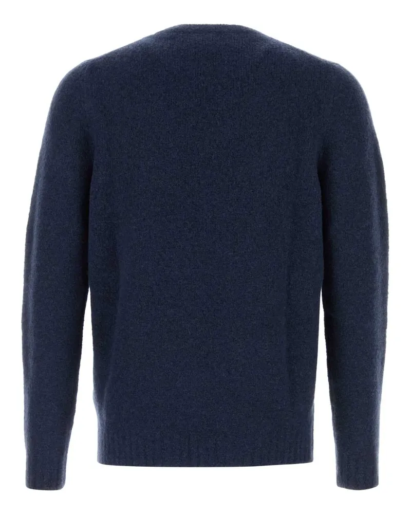 Fedeli Men's Navy Blue Stretch Wool Blend Sweater Maglieria Navy
