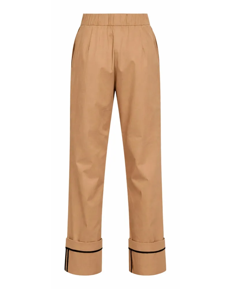 Herno Cotton Turn-Up Hem Trousers — Camel Camel