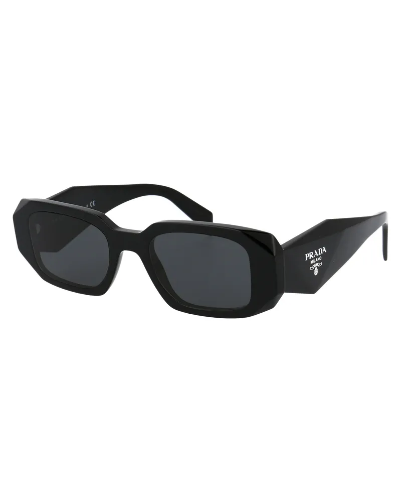 Prada 0PR Bold Geometric Acetate Sunglasses — Black Black