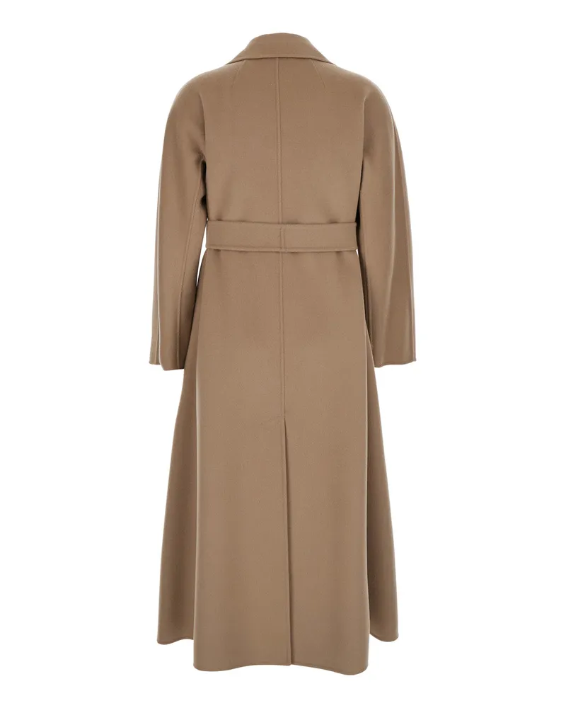 Max Mara Women's Beige Coat With Wide Notched Revers Virgin Wool Beige