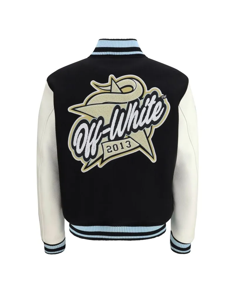 OFF-WHITE Men Black Wool Oves Aries Bomber Clothing Black