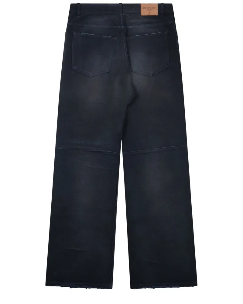 Balenciaga Cotton Straight-Leg with Knee Bend Jeans — Blue Blue