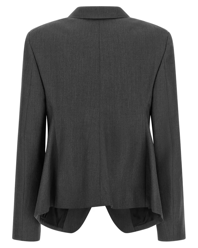 Jil Sander Wool-Mohair Blend with Asymmetrical Hem Blazer — Charcoal Charcoal