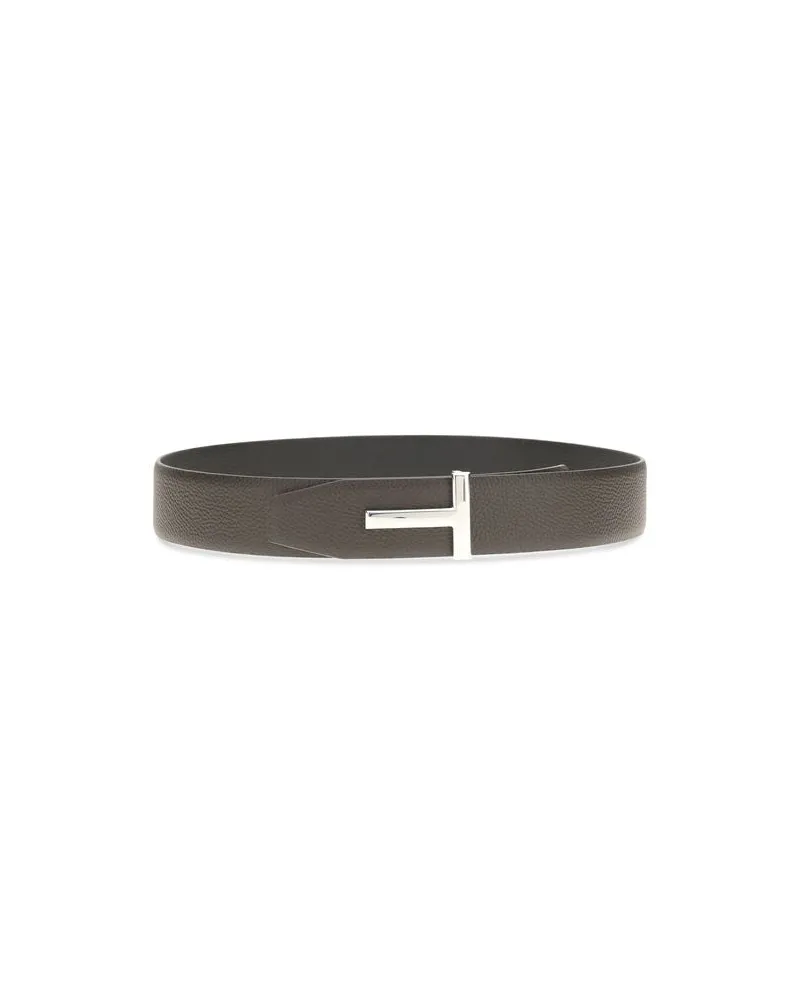 Tom Ford Men's Brown Calf Leather Bos Taurus Belt Brown