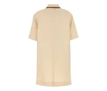 Women's Linen With Horsebit And Leather Trim Mini Dress Cream