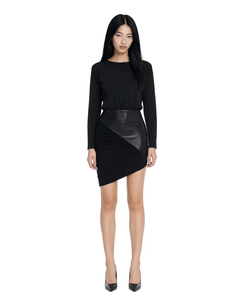 ANDAMANE Asymmetric Draped Jersey Dress — Black Black