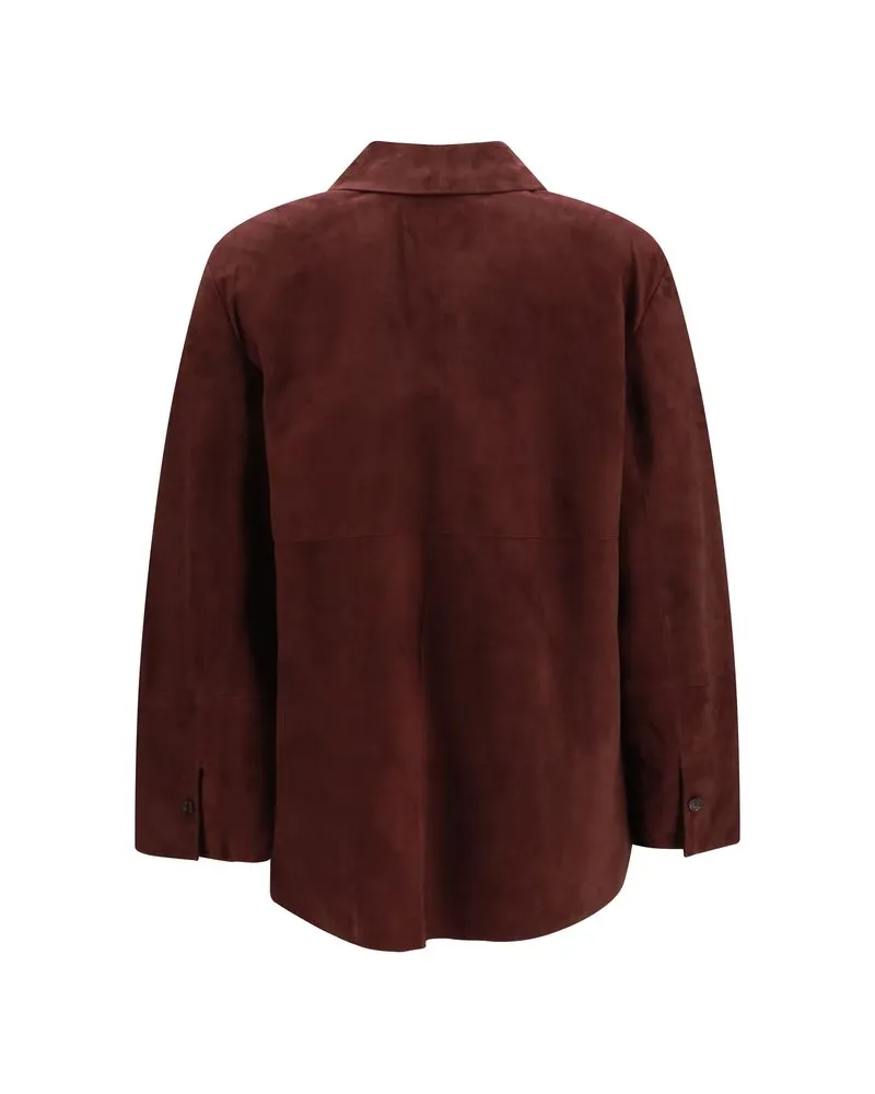 Max Mara Women's Bordeaux Lamb Ovis Aries Leather Jacket Clothing Bordeaux