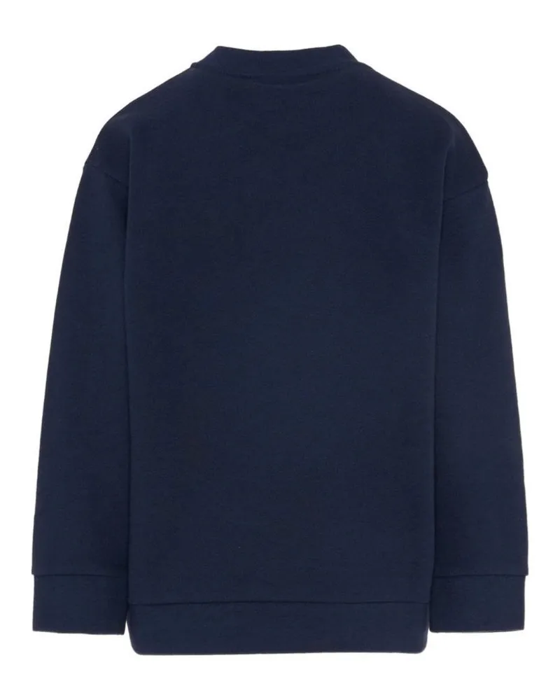 Fendi Logo-Embroidered Cotton Sweater — Blue Blue