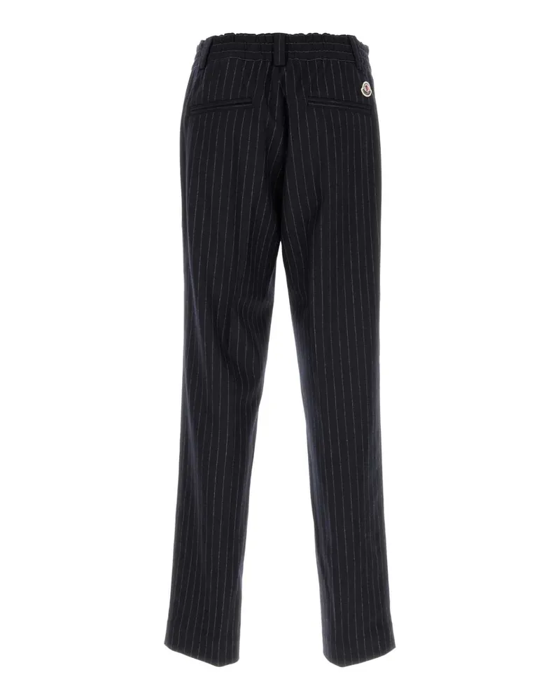 Moncler Men's Stretch Wool Pinstripe Trousers Black Elastane Black