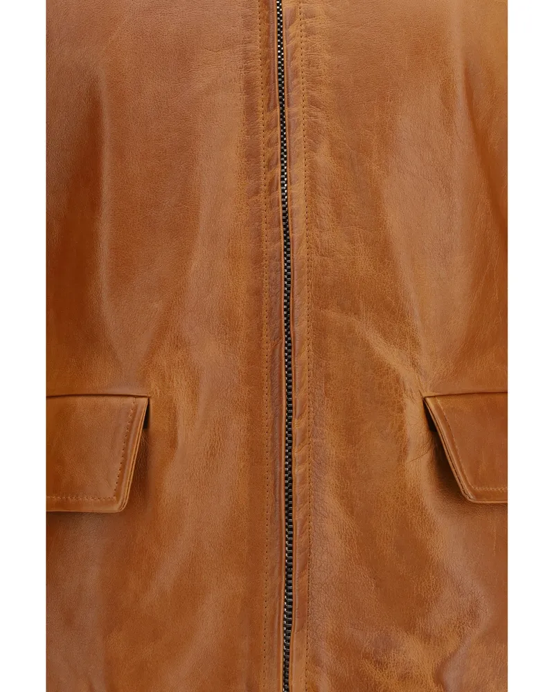 Marni Calf Leather Jacket — Cognac Cognac