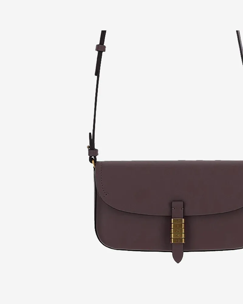 Pinko Women's Saddle Leather Shoulder Bag Burgundy Burgundy