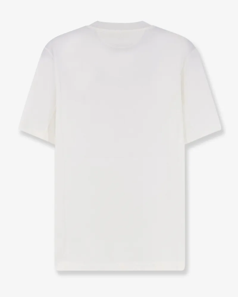 Brunello Cucinelli Men's T-Shirt With Front Print, White Cotton T-Shirts And Polos White