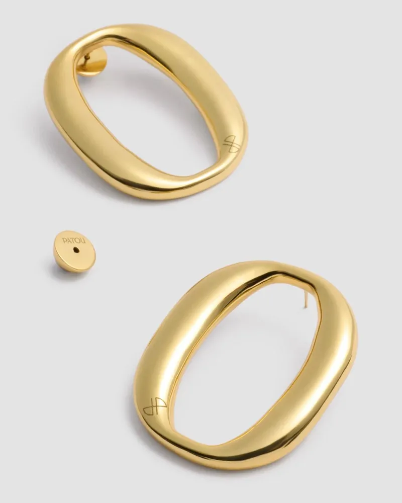 Patou Engraved Monogram Earrings — Gold Gold
