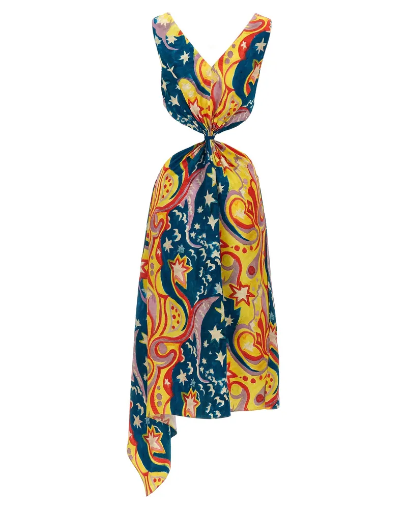 Marni Graphic Print Viscose Dress — Navy Navy