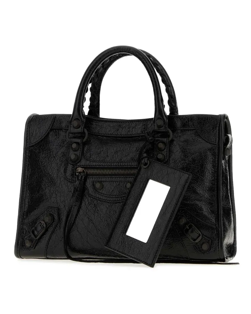 Balenciaga Le City Lambskin Leather Top Handle Bag — Black Black