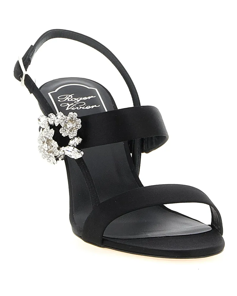 Roger Vivier Women's Black Viscose Stiletto Heel Sandals Black