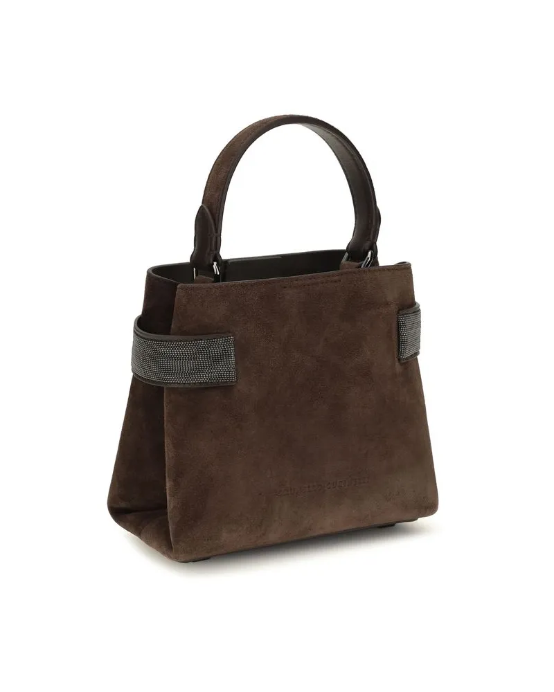 Brunello Cucinelli Calfskin Leather Shoulder Bag — Brown Brown