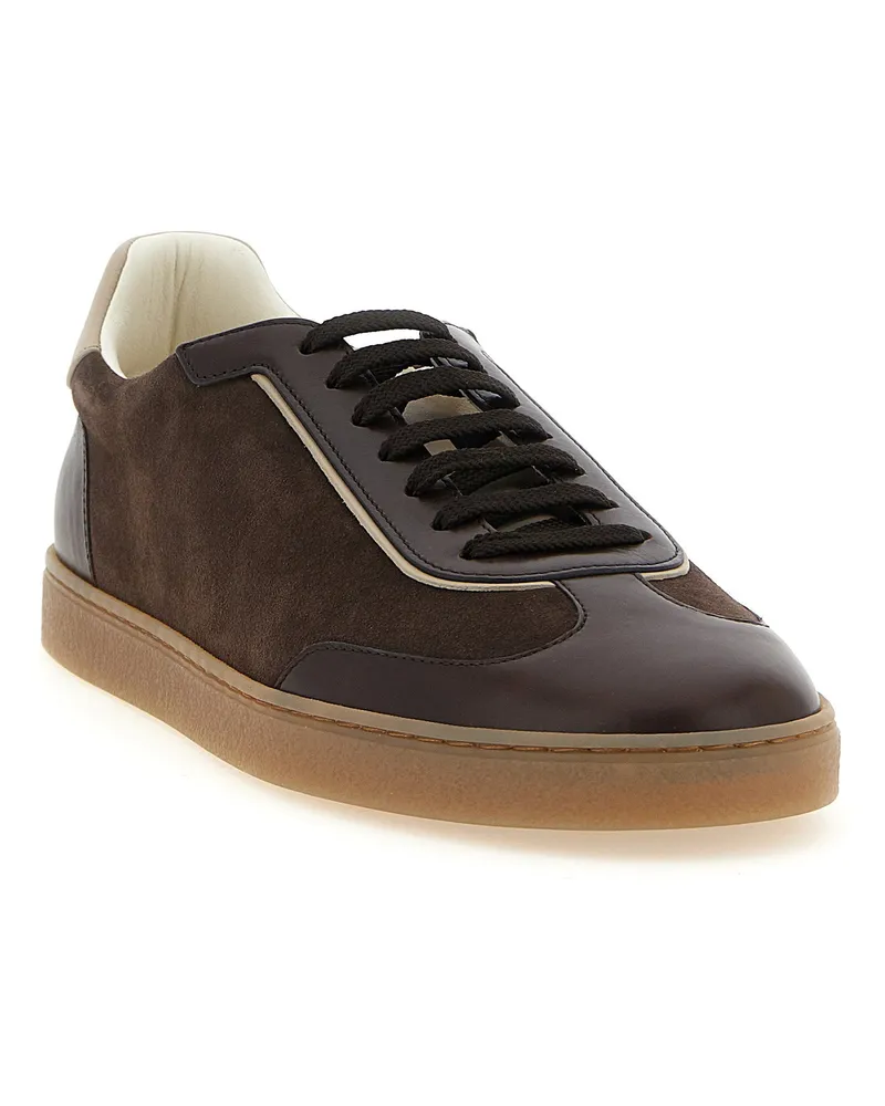 Brunello Cucinelli Suede and Calf Leather Sneaker — Brown Brown
