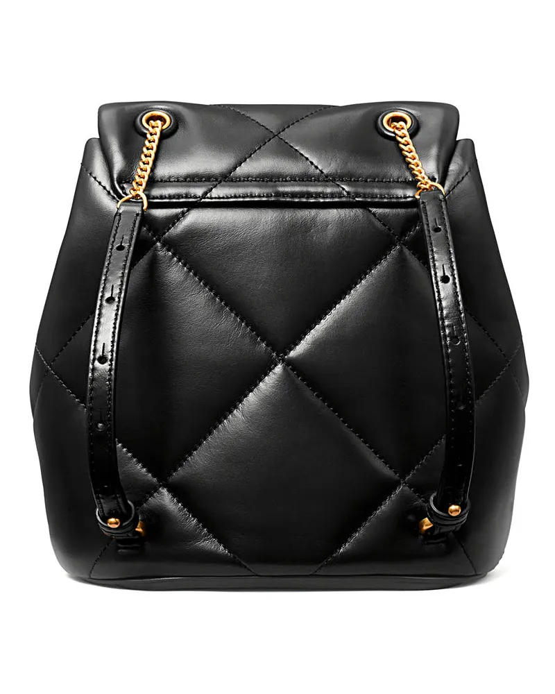 Tory Burch Women's Backpack Kira Quilted Black Leather Cow Backpacks Black