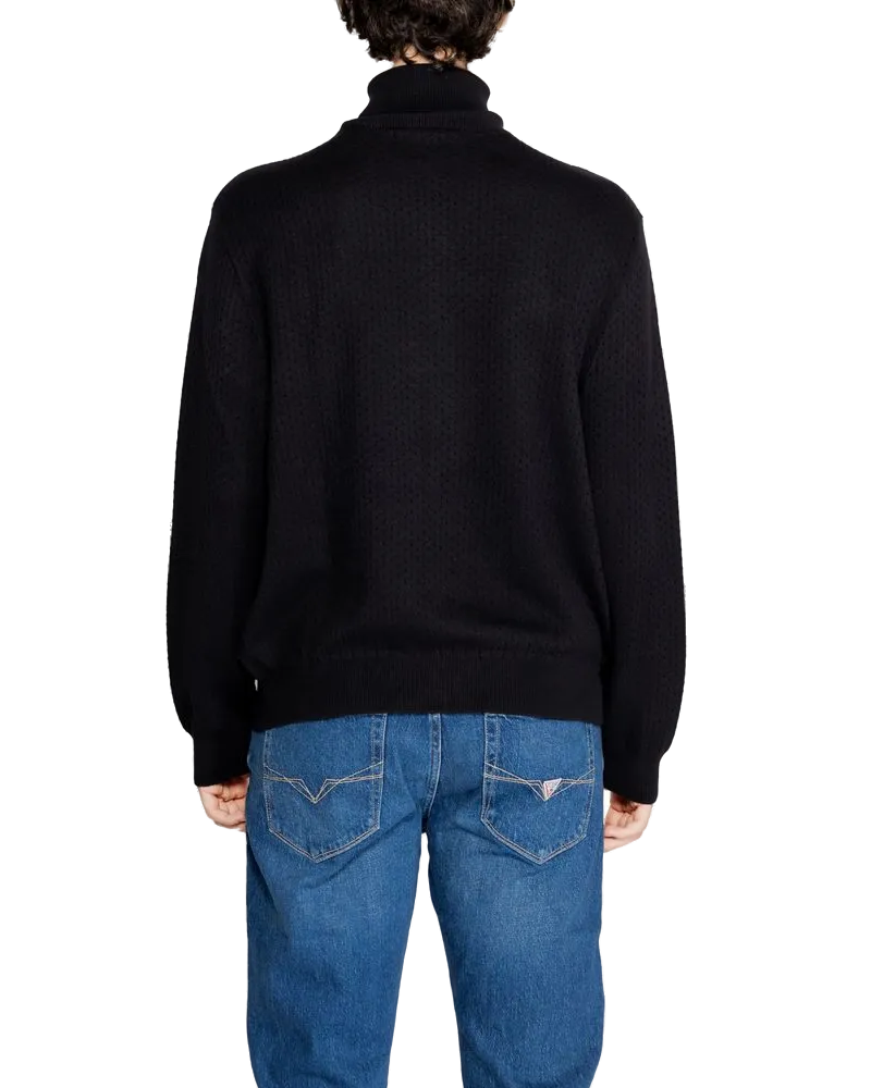 Armani Exchange Fine Knit Cotton-Viscose Turtleneck — Black Black