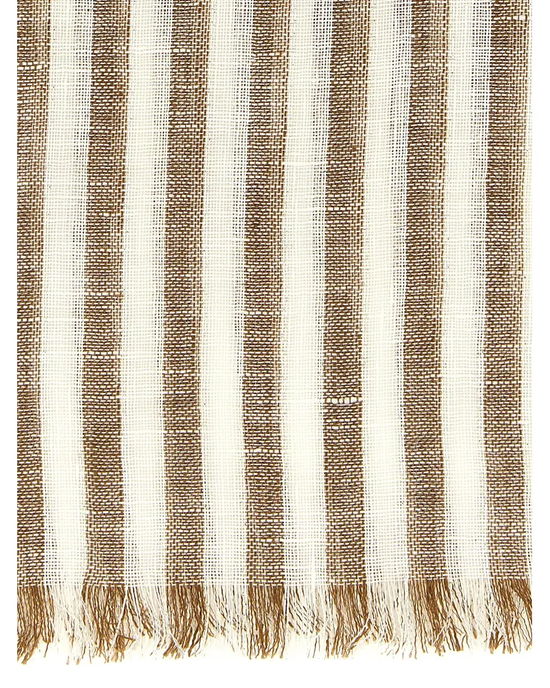 Brunello Cucinelli Striped Linen with Lamé Scarf — beige Beige