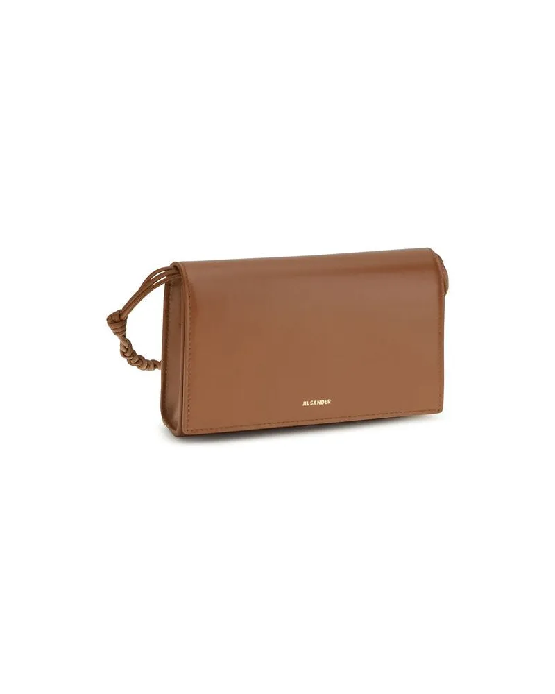 Jil Sander Women's Brown Calf Leather Bos Taurus Wallet Brown