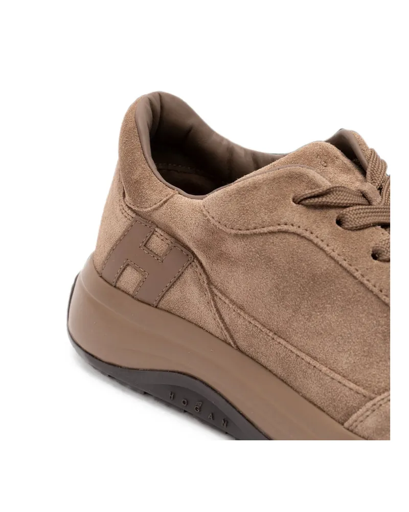 Hogan Suede Low-Top Sneaker — Brown Brown