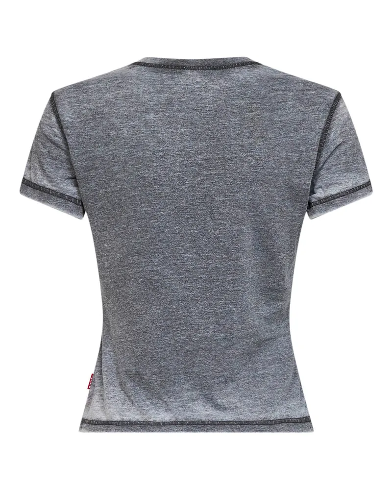 Diesel Women T-Shirt T-Ila-Aa1 Grey Rhinestone Polyester T-Shirts & Jerseys Gray
