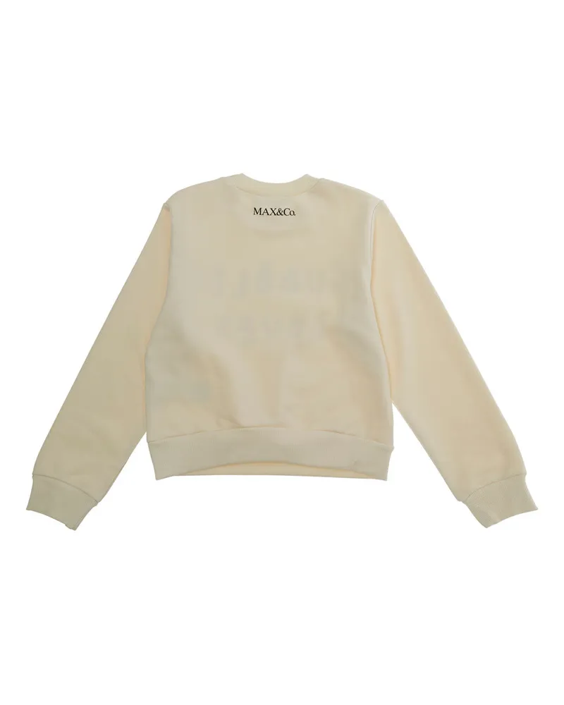 MAX&Co. Girls' Crewneck Sweatshirt White Cotton Hoods & Sweatshirts White