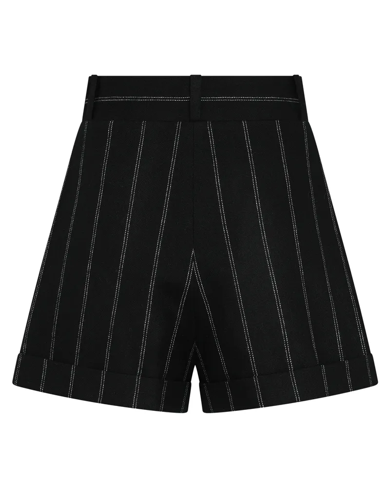 THE MANNEI Women's Wool Pin-Striped Shorts Black Black