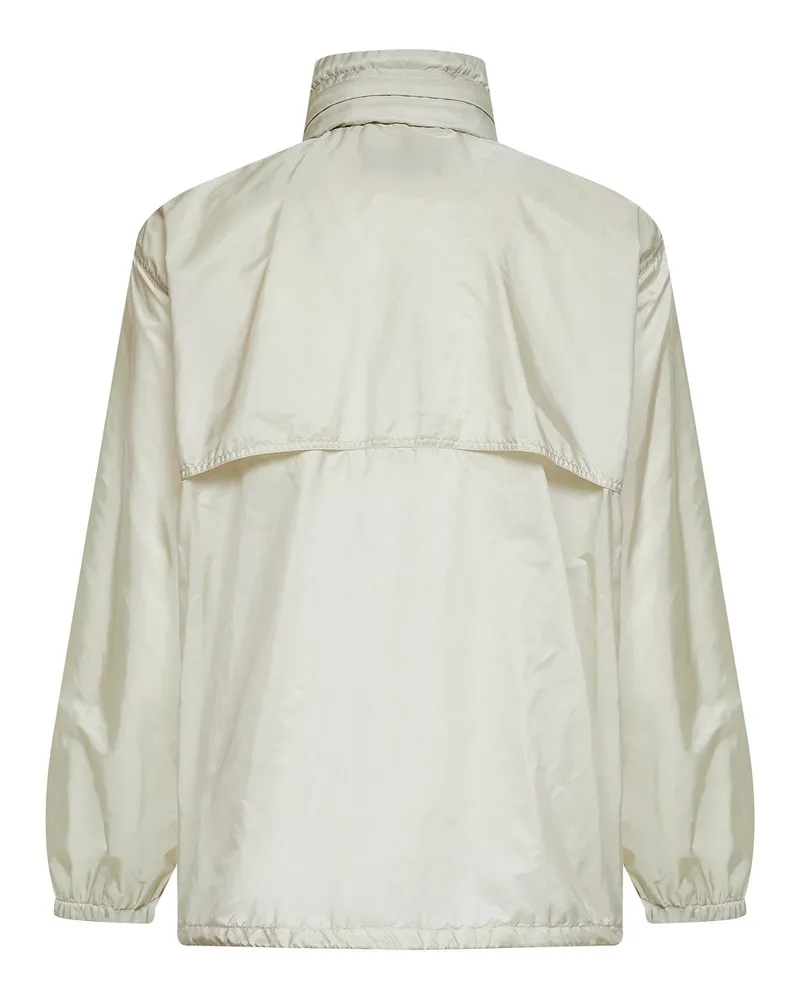 Prada Men's Hooded Jacket Re-Nylon Talc Beige Recycled Polyamide Bomber Beige