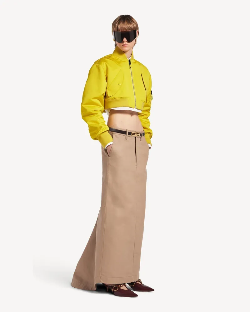 Balenciaga Women's Cropped Bomber Yellow Jacket Yellow