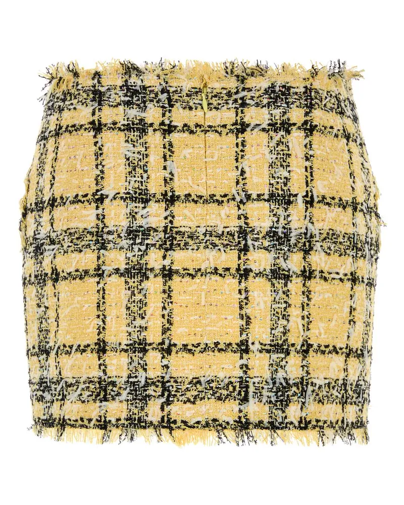 Balmain Women's Embroidered Tweed Mini Skirt Aaa Multicolore Polyester Polyamide Cotton Gonne Yellow
