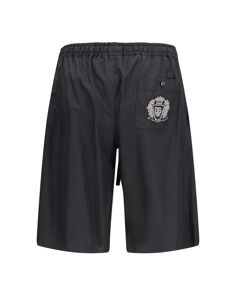 Dolce & Gabbana Men Black Cotton Bermuda Shorts Black