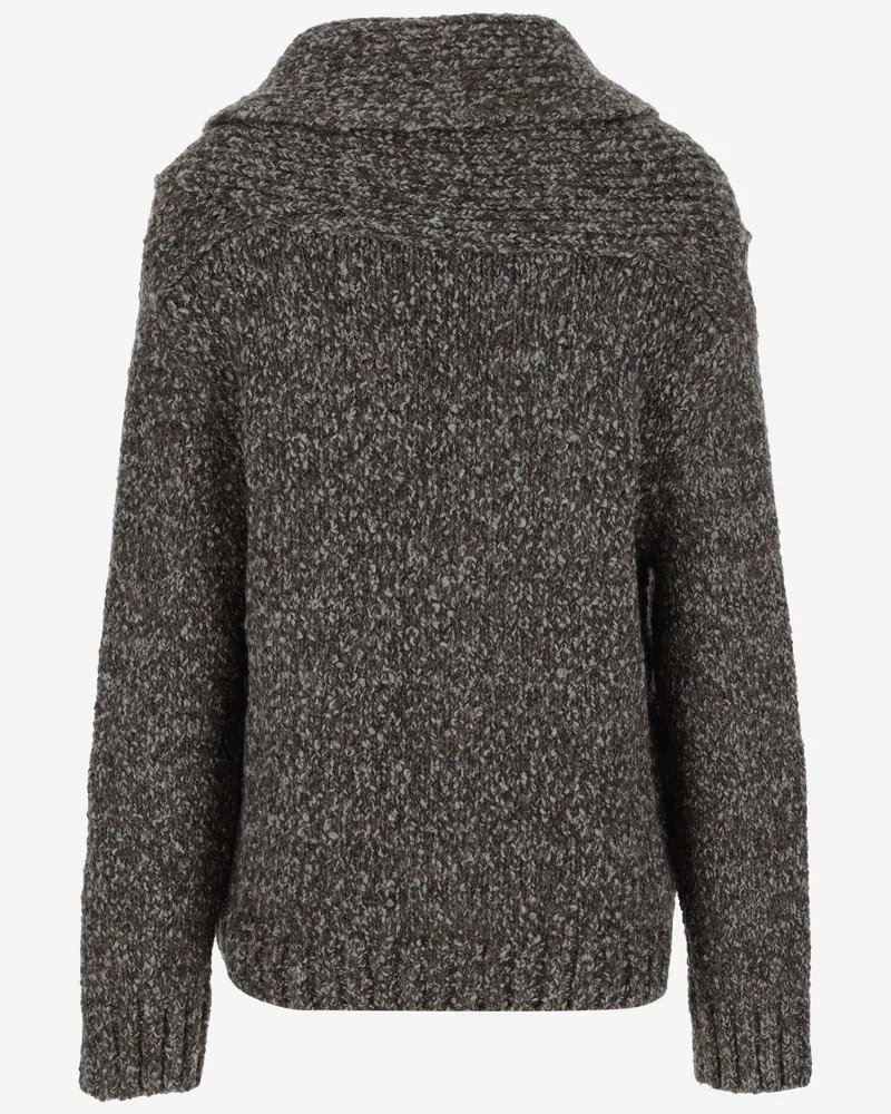 Bottega Veneta Men's Alpaca Cardigan With Shawl Collar Wool Sweater Multicolor
