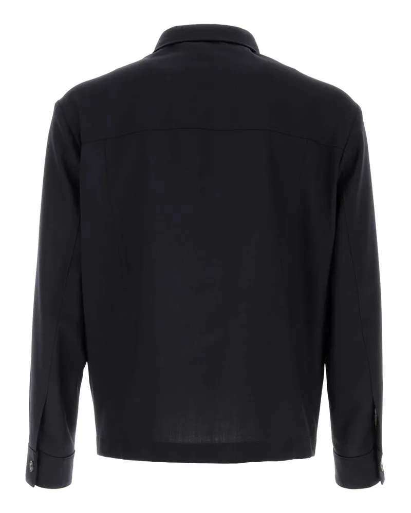 HUGO BOSS Men's Navy Blue Wool Shirt Darkblue Exterior: Virgin Giubbini Jacket Navy