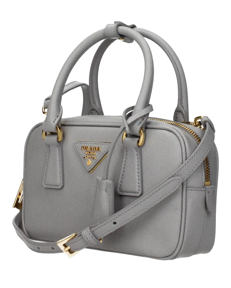 Prada Saffiano Leather Shoulder Bag — Gray Gray